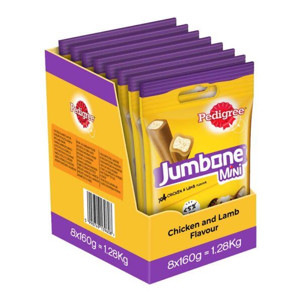 Pedigree Jumbone Mini Adult, Chicken & Lamb - 160g Pack (4 Treats) (pack of 8)